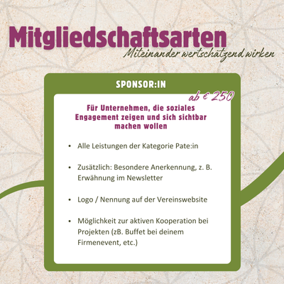 Sponsor:in werden und gemeinsam Verantwortung übernehmen